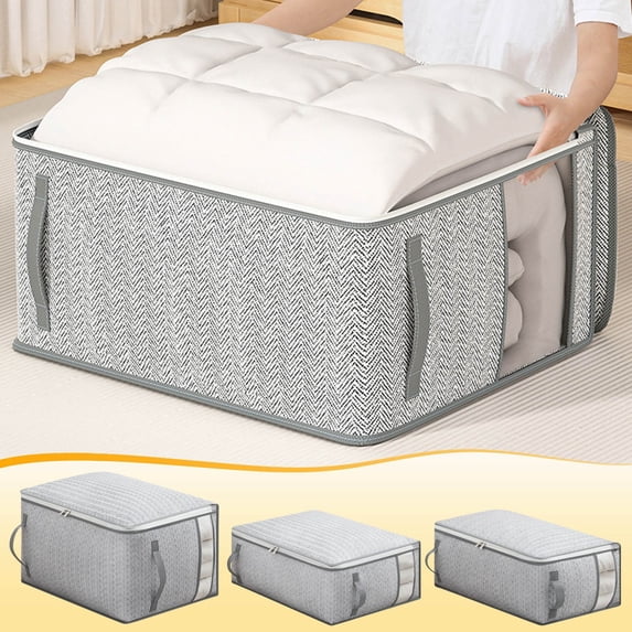 Folding Wardrobe Storage Box with Window | Non-Woven Fabric Organizer for Sweaters Pants Quilts | Closet Under Bed Bookshelf Use | Large Capacity | Lid Handle | 1 Pack
