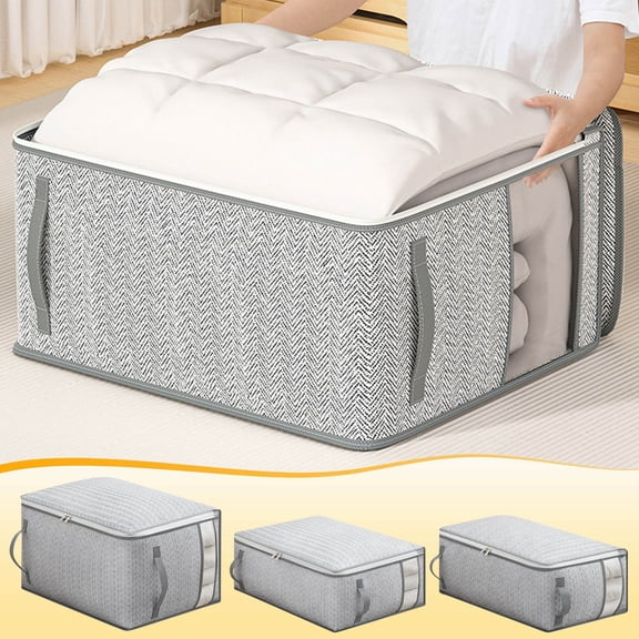 Folding Wardrobe Storage Box with Window | Non-Woven Fabric Organizer for Sweaters Pants Quilts | Closet Under Bed Bookshelf Use | Large Capacity | Lid Handle | 1 Pack