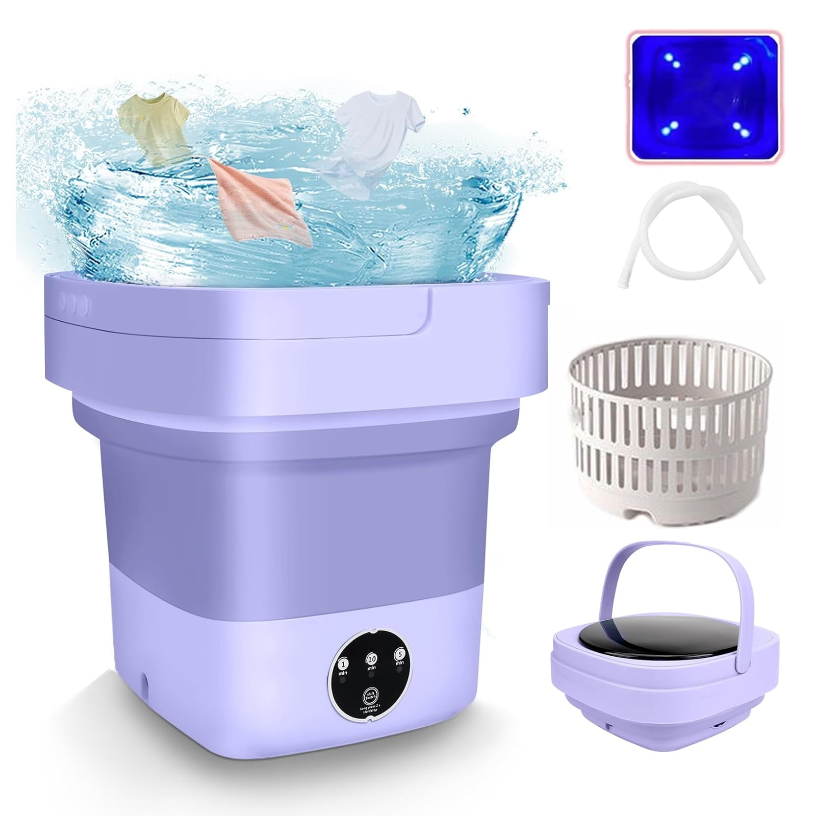 Folding Washing Machine, 6.5L Portable Mini Washer with 3 Modes Deep