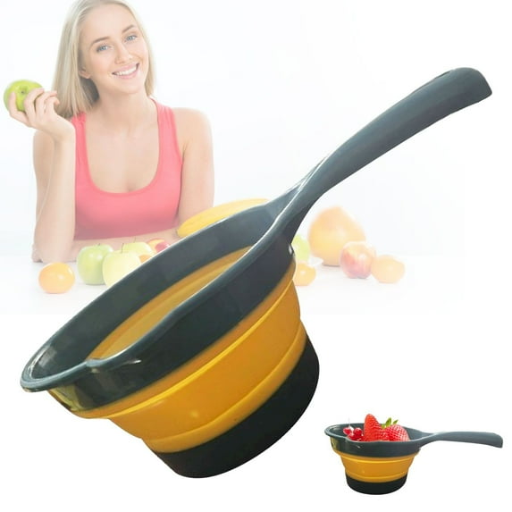 Folding Water Scoop Cup, Thickened Plastic Ladle with Handle, Multi-Purpose Folding Spoon Container for Kitchen or Laundry Use, Space Saving and Easy to Store,Water Dipper,Green,1PC