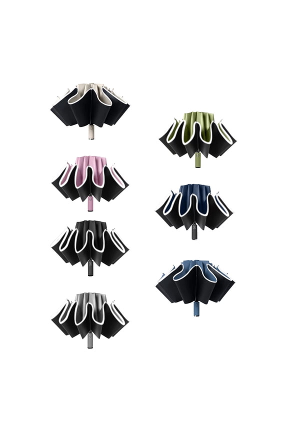 Folding Windproof Umbrella with Reflective Stripes | Fully Automatic Compact Travel Umbrella | 10 Rib Fiberglass Construction | 41 Inch Diameter | 1 Pack