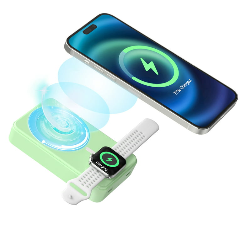 Folding Wireless Portable Charger, 3 in 1 Portable 10000mAh Power Bank 15W  Fast Wireless Charging 20W Display Mag-Safe Battery Pack for iPhone  14/13/12/Mini/Pro/Pro Max/Apple Watch 