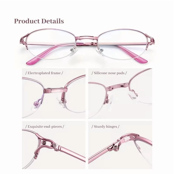 Folding Women Anti Blue Light Compact Readers Portable Case Lightweight Metal Eyeglasses for Reading