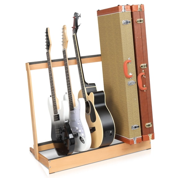 Folding Wood Guitar Rack for Multiple Guitars, Foldable Floor Guitar Holder, Save Space for Home, Guitar Gift for Men