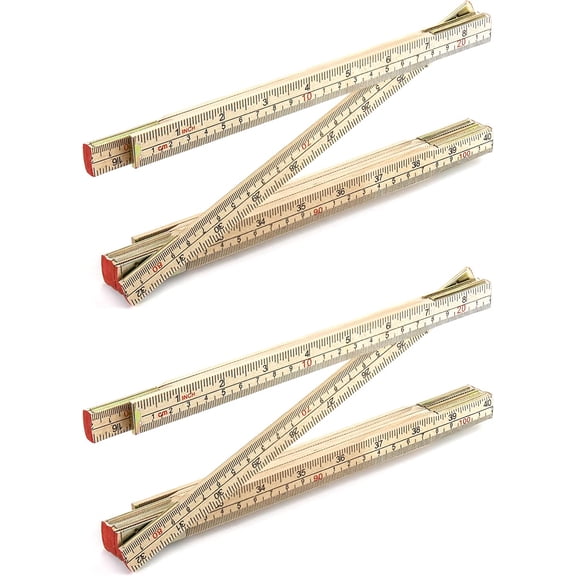 Folding Wood Rule, 2 Pack, 6FT 6 Inch Foldable Ruler with US and Metric Measurements for Carpenters