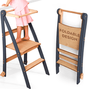 Goodevas Folding Wooden Kitchen Standing Step Stool for Toddlers, 1-Count
