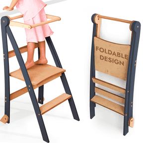 Goodevas Folding Wooden Kitchen Standing Step Stool for Toddlers, 1-Count