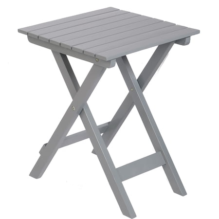 Folding Wooden Square Side Table,All-Weather and Fade-Resistant Portable Outdoor Table, End Table Perfect for Patio, Backyard, Garden, Gray