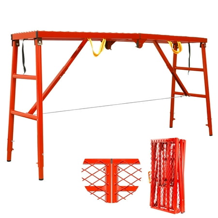 Folding Work Bench Scaffolding Ladder, 770 Lbs Portable Work Platform Ladder, 5-Level Adjustable Scaffolding Platform with Slip-Resistant Deck for Gardening, Cleaning