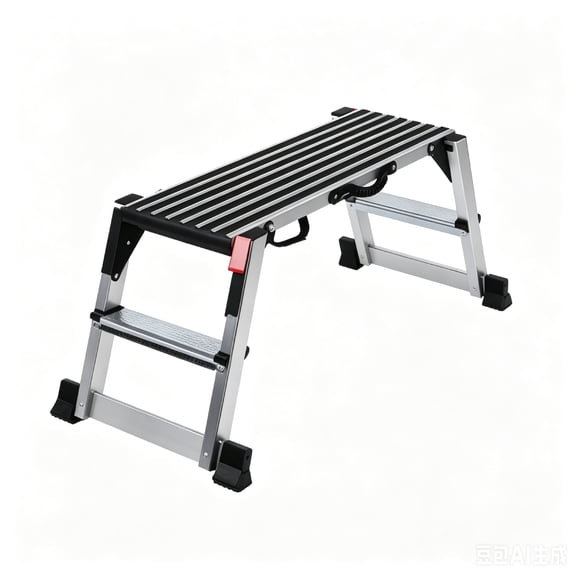 Folding Work Platform, 660 lbs Capacity Aluminum Stool Ladder with Non-Slip Feet, Heavy Duty Work Bench for Painting, Cleaning, Car Washing