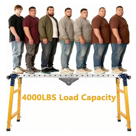 Folding Work Platform, Work Bench, Heavy Duty Steel Construction Workbench and Welding Table with 1100 lbs Load Capacity, Folding Legs, Versatile Portable for Glass Cleaning