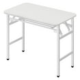 thumbnail image 1 of Folding Writing Desk, 39.4 x 23.6 Inch Foldable Laptop Desk with Storage Shelf, No Assembly Study Table Home Office Desk for Small Spaces Bedroom-White,60x100cm, 1 of 8