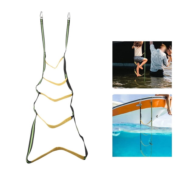 Folding Yacht Side Ladder With Strong Rope Construction And Stainless Steel Hardware For Safe Aquatic Adventures