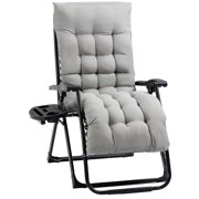 Folding Zero Gravity Recliner Chair with Removable Cushion, Adjustable Outdoor Lounge Chair with Side Tray Cup Holder, Powder Coated Steel Frame Support 264lbs for Patio Beach Camping