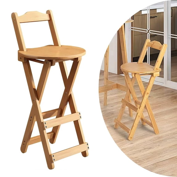 Compac Bar Stool AOBAIWO, Folding Bar Stool, 24 inch, Portable Wooden Counter Chair ...