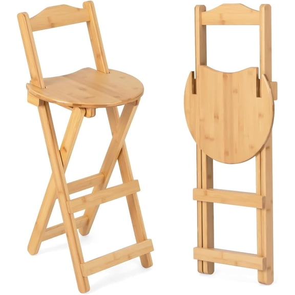 Folding bar Stool: Compact 24inch Folding Kitchen Counter Chair Portable Wooden bar Stool Folding Outdoor Shop Kitchen Restaurant Coffee Stool 1pcs (Burlywood)