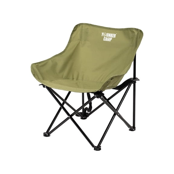 Folding chair with back and side pockets, carry handle on back with organizer bag, Green