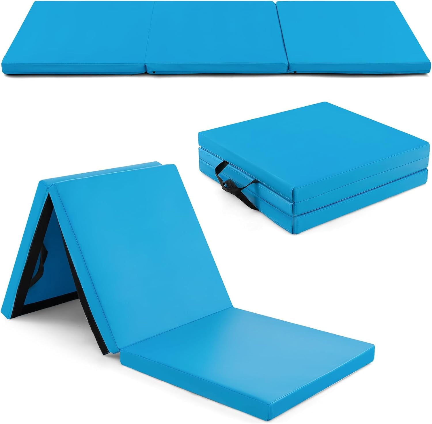 Folding gymnastics mat, thick triple fold sports rolling mat, with ...