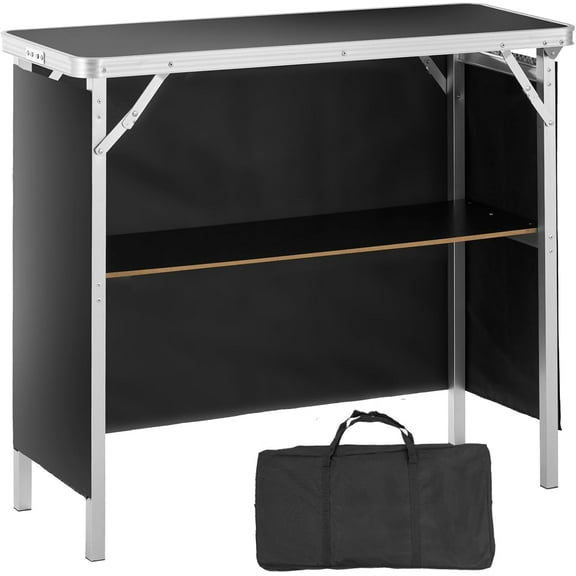Folding portable bar table for indoor, outdoor, party, picnic, 38.39" x 15.16" x 34.25"Black