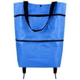 thumbnail image 1 of MEETSWEET Foldable Lightweight Shopping Cart with Wheels, Collapsible Hand-Pulled Grocery Bag, Blue, 1 of 7