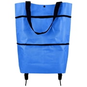 MEETSWEET Foldable Lightweight Shopping Cart with Wheels for Groceries, blue
