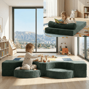 CHARRYARN by TexStead Folding Mattress & Cushion - Double Seat - Portable Folding Bed - Easy Storage Cushion - Ideal for Study, Kids' Room, or Office Naps - 35 x 75 x 6 inches - Dark Green