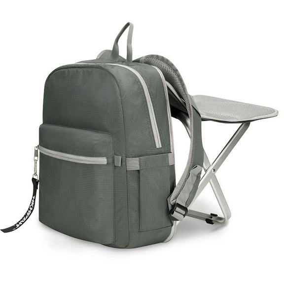 Folding stool bag can sit sports backpack,Grey