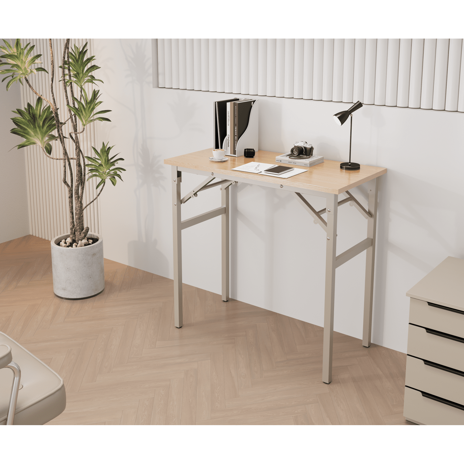 Folding table desk black 47x24 inches computer Workstation No Install