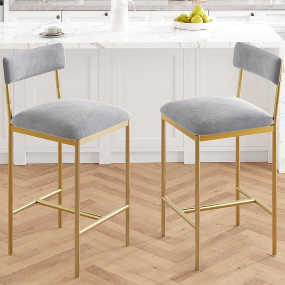 Foldlife Bar Stools Set of 2,Upholstered Bar Chairs with Back,25.5 Inches Kitchen Bar Stools with Footrest