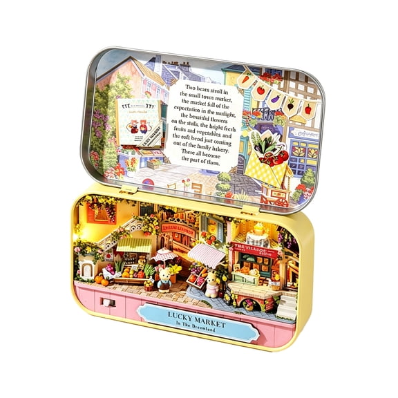 Foldout Miniature Theater Kit, Market Street, with LED Light