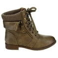 thumbnail image 1 of Foldover Lace Up Sweater Collar Stacked Ankle Booties Vegan Leather Women's - 10 / Black, 1 of 3