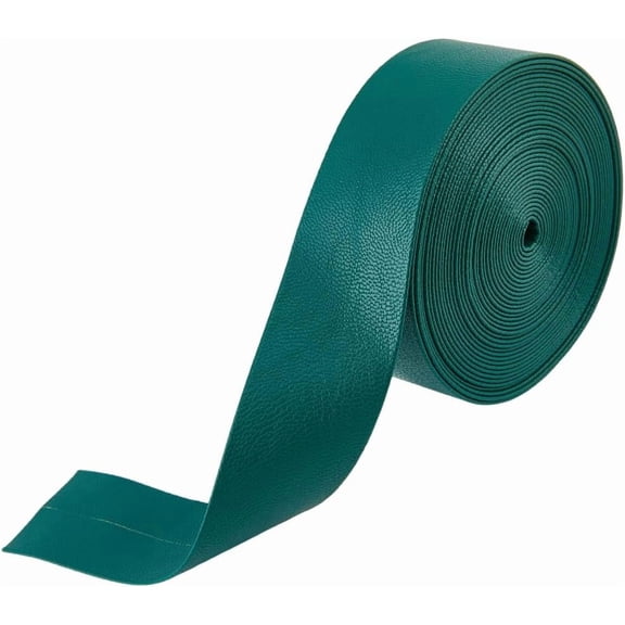 Foldover Leather Strips 5m x 30mm Flat Leather Cord PU Edge Trimming 1mm Thick Dark Green Lambskin Grain Leatherette Straps Strings Thread