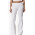 thumbnail image 1 of Foldover Waist Flare Leg Yoga Pants in Ribbed Knit - X Large, White, 1 of 6