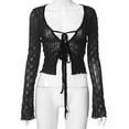 thumbnail image 1 of Folds Mall Gothic Lace Up Sexy Blouses Grunge Y2k Fairycore Long Sleeve T-shirts Female Transprent Skinny Fashion Tops, 1 of 4
