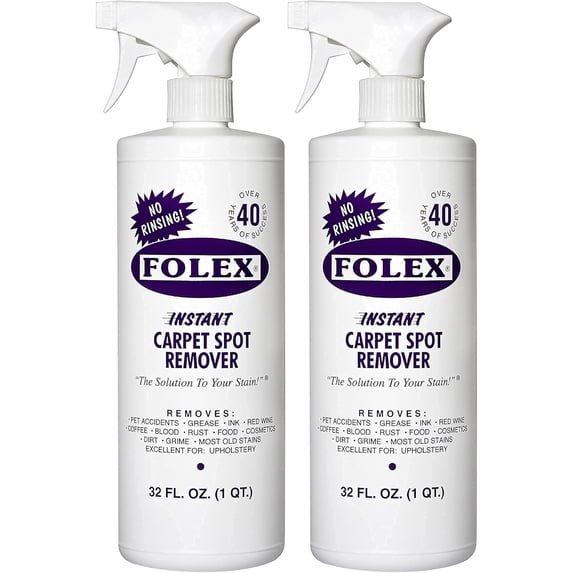 2 Pack Folex Instant Carpet Spot Remover Carpet Cleaner - 32 oz - Removes Pet Accidents, Grease, Red Wine and More