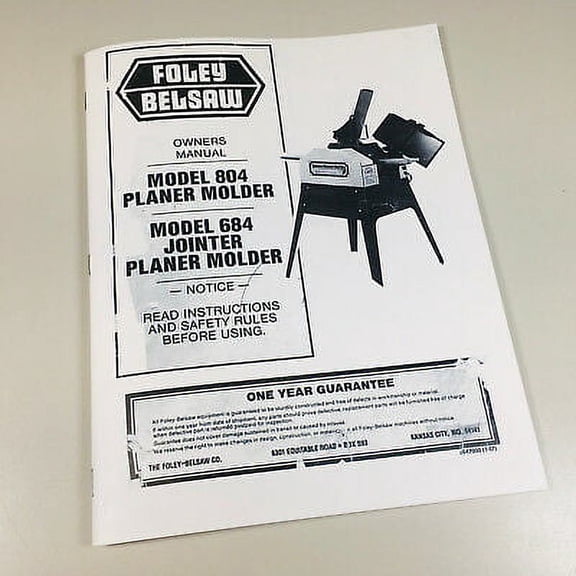 Foley Belsaw 804 684 Jointer Planer Molder Owners Operators Manual W Parts Views