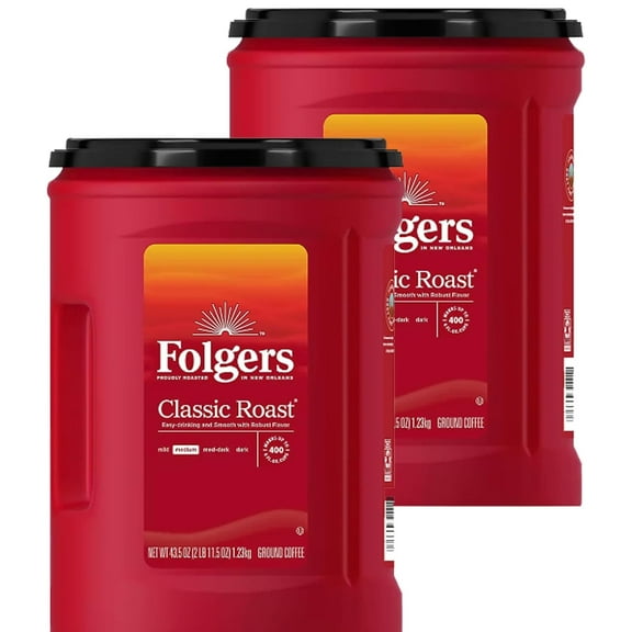 Folger Classic Roast Ground Coffee, (43.5 oz, 2 Pack)
