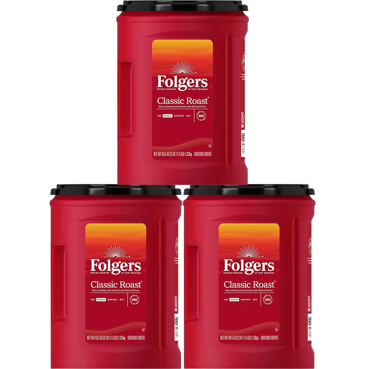 Folger Classic Roast Ground Coffee, (43.5 oz, 3 Pack)