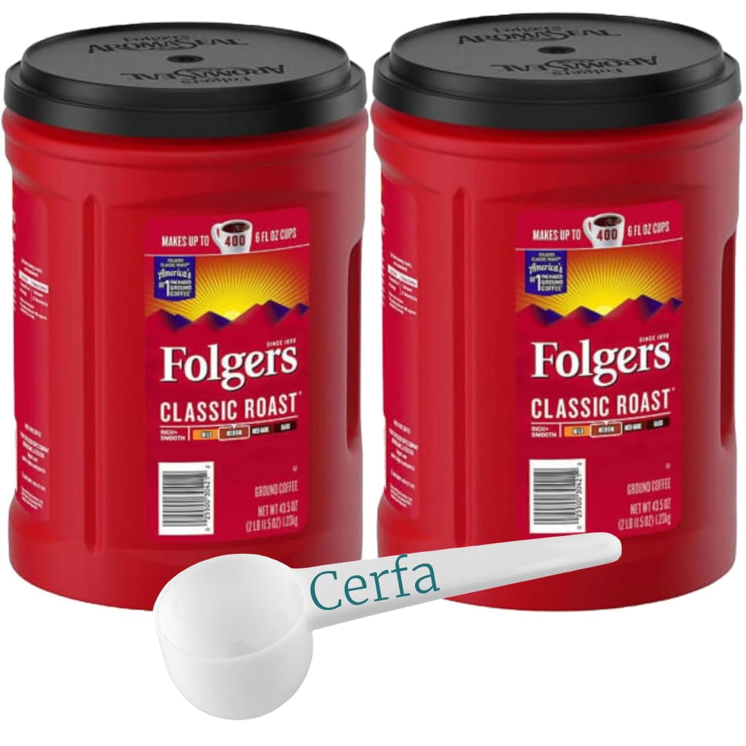 Folger Classic Roast Ground Coffee Medium Roast 2 pack 43.5 oz Includes
