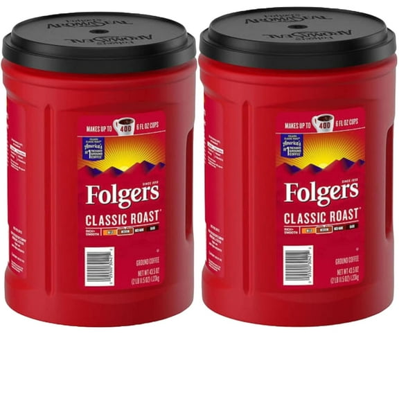 Folger Classic Roast Ground Coffee Medium Roast 2 pack 43.5 oz