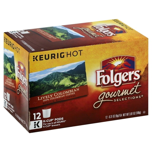 Folgers 100% Colombian Coffee, K Cup Pods For Keurig Brewers, 72 Count.