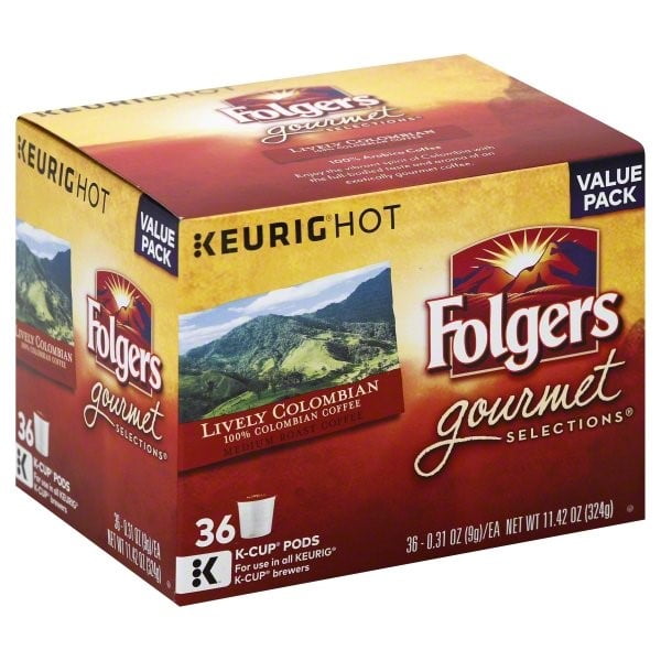 Folgers 100 Colombian Coffee, Medium Roast, KCup Pods for Keurig K