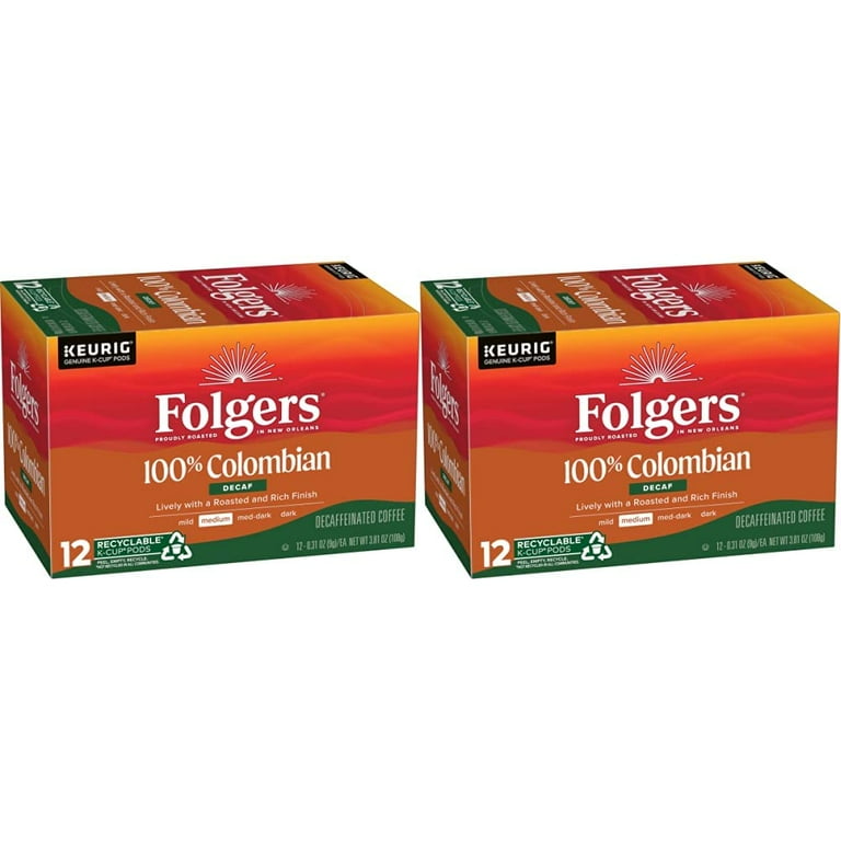 Folgers 100 Colombian Decaf Medium Roast Coffee Keurig Kcup Pods