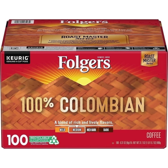 Folgers 100% Colombian Medium Roast Coffee K-Cups (100 ct.)