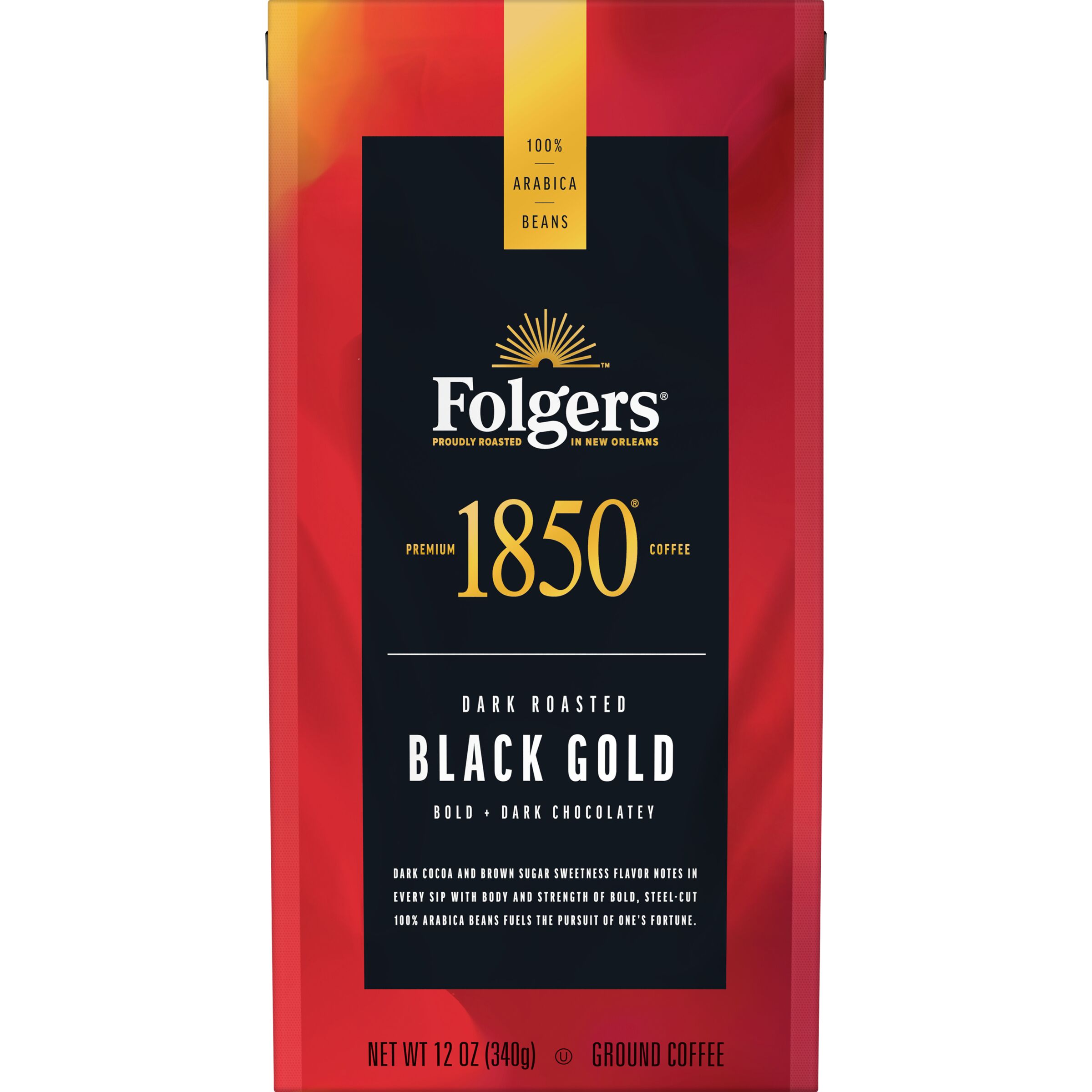 Folgers 1850 Black Gold Ground Coffee, Dark Roast, 12-Ounces - image 1 of 9