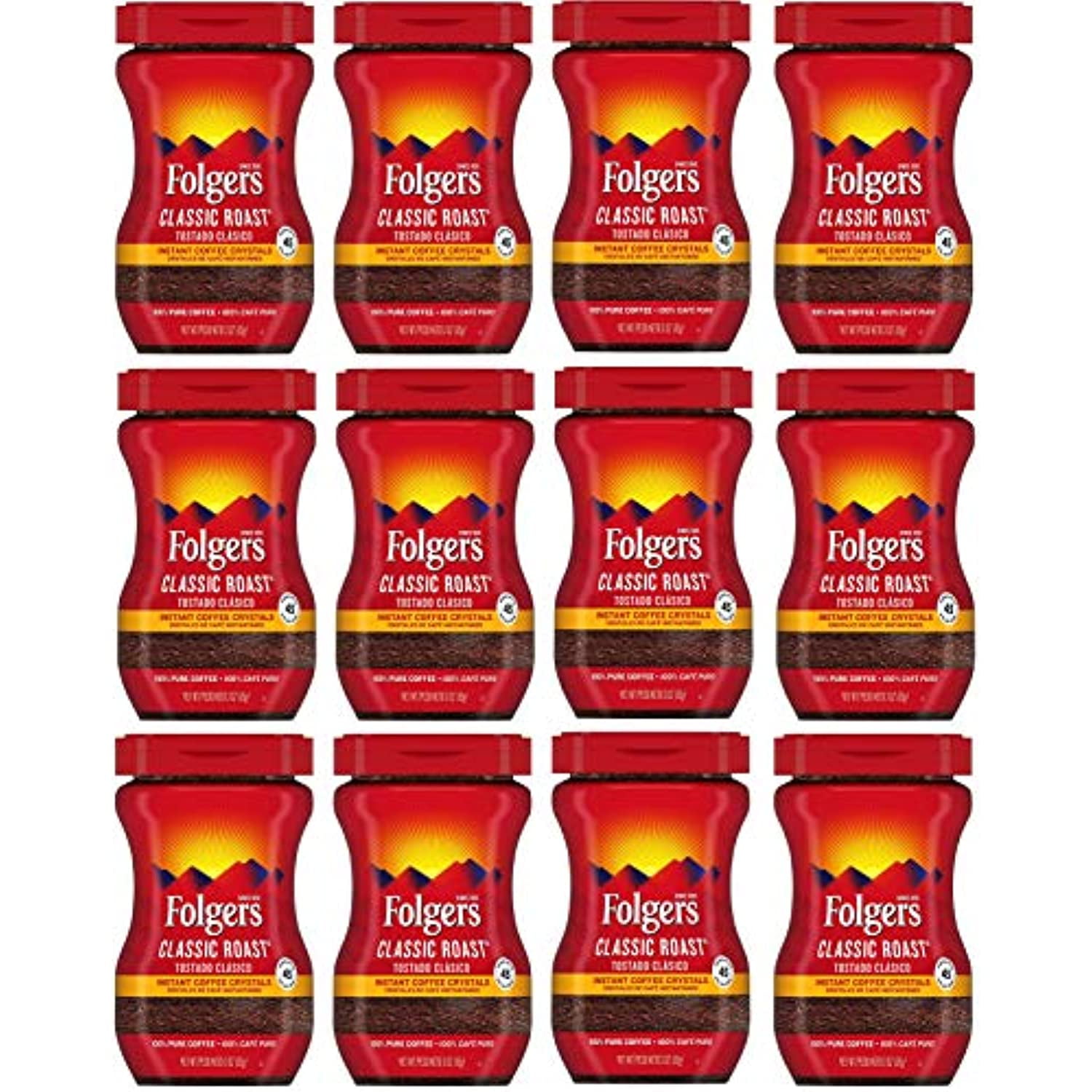 Folgers 20083 Classic Roast Instant Coffee Crystals, 3 Ounces, 100