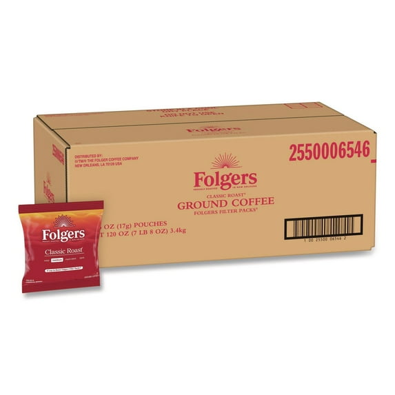 Folgers 2550006546 0.6 oz. Classic Roast Ground Coffee Filter Packs (200/Carton)