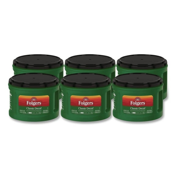 Folgers 2550030406 22-3/5 oz. Can Classic Roast Decaffeinated Ground Coffee (6/Carton)