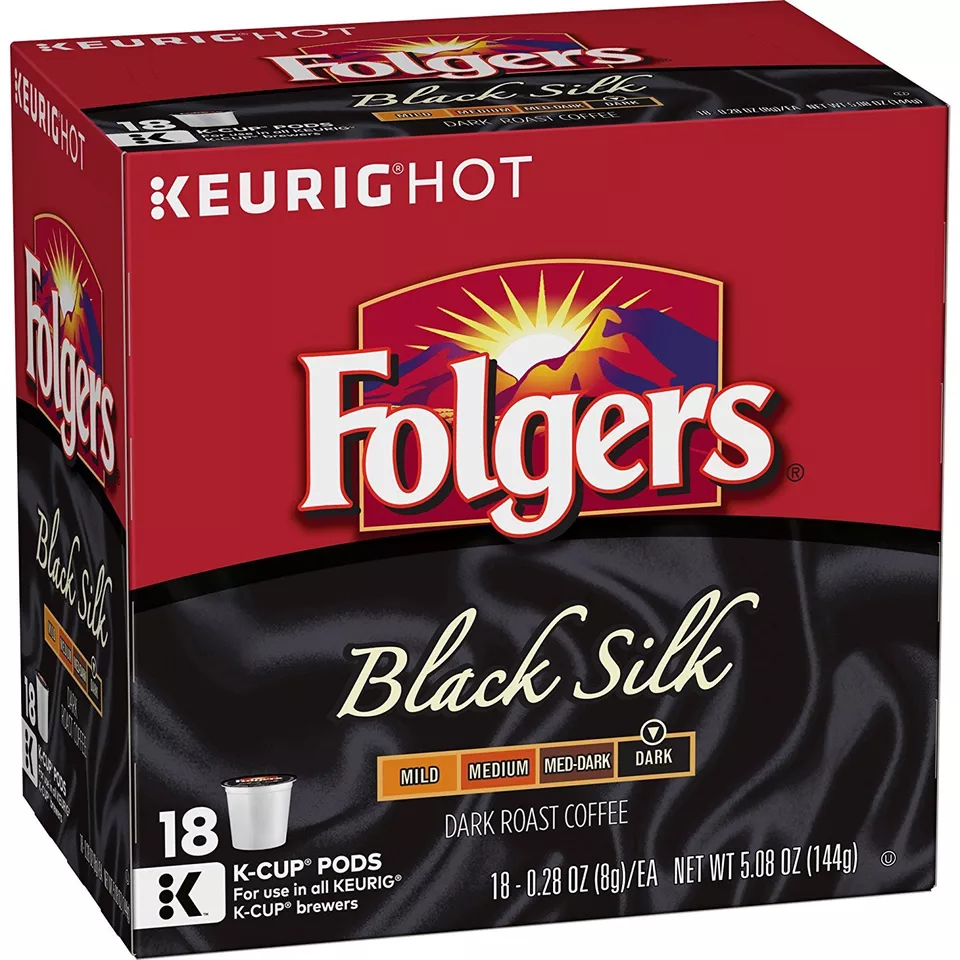Folgers Black Silk Coffee 18 K cups Pods
