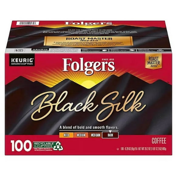 Folgers Dark Roast K-Cup Coffee Pods, Black Silk (100 ct.)